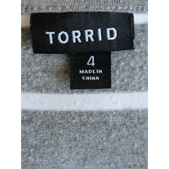 Torrid Women's Gray Striped Surplice Faux Wrap Dress Plus Size 4X Casual Travel - Picture 5 of 9